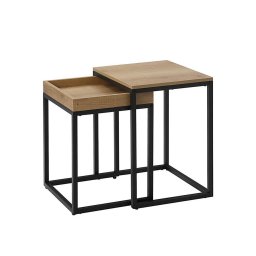Conjunto de 2 mesas laterais ELDUR castanho/preto