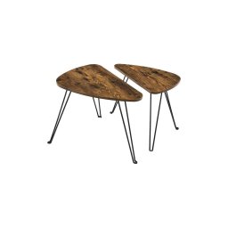 Conjunto de 2 mesas de apoio ELDUR, castanho/preto