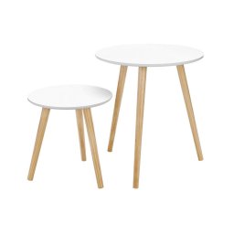 Conjunto de 2 mesas auxiliares SERA branco/castanho
