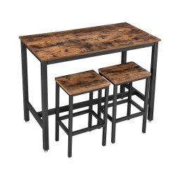 Conjunto de mesa de bar com 2 banquetas BARTIS castanho/preto