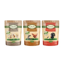 6x300g pack misto Naturkost Lukullus saquetas para cães