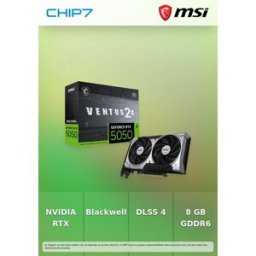 Placa Gráfica NVIDIA MSI RTX 5050 8GB "Blackwell" Ventus 2X OC GDDR6 DLSS4