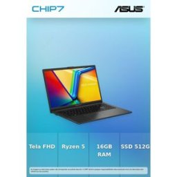 Portátil ASUS - AMD RYZEN 5 7520U / 16GB DDR5 / 512GB SSD / 15.6" / IPS / FHD / Preto / S.SO - VivoBook Go 15 E1504FA-R57BLHDPS2