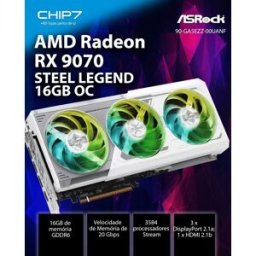 Placa Gráfica ASROCK Radeon RX 9070 STEEL LEGEND 16GB OC - 90-GA5EZZ-00UANF