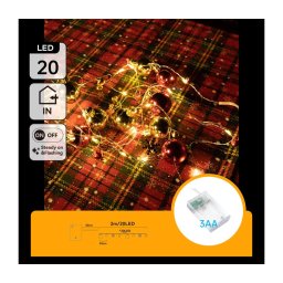 Aigostar - Cordão de luzes LED 20xLED/3xAA 2 m branco quente