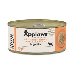 6x70g peito frango e camarões Applaws comida húmida para gatos