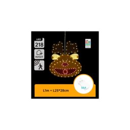 Aigostar - Decoração de Natal LED 218xLED/3xAA IP44 + controlo remoto rena 28 cm