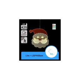 Aigostar - Decoração de Natal LED 425xLED/3xAA IP44 + controlo remoto Pai Natal 30 cm