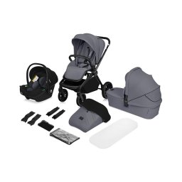 Lionelo - Carrinho de bebé combinado 3 em 1 MIKA PLUS Cinzento Stone