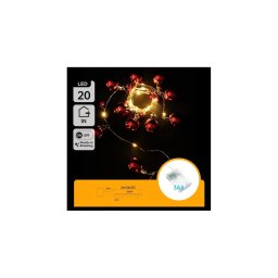 Aigostar - Cordão de luzes LED, 20 LEDs, 3x AA, 2 m, branco quente
