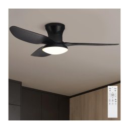 Brilagi - Ventilador de teto LED dimmável 30W 230V 3000-6500K preto + comando