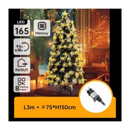 Aigostar - Árvore de Natal LED para exterior 165xLED/6W/230V/8 funções 150cm IP44 branco quente