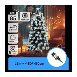 Aigostar - Árvore de Natal LED para exterior 85xLED/3,6W/230V/8 funções 90cm IP44 branco frio