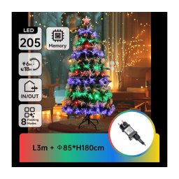 Aigostar - Árvore de Natal LED RGBY para exterior, 205 LEDs / 6 W / 230 V / 8 funções, 180 cm, IP44