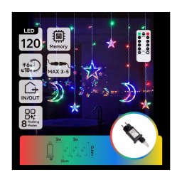 Aigostar - Guirlanda de Natal LED RGBY para exterior, 120 LEDs/6W/230V/8 modos, 3x0,6 m, IP44 + comando remoto