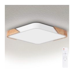 Brilagi - Candeeiro LED regulável PILANA LED/60W/230V carvalho/branco 56x56 cm + comando à distância