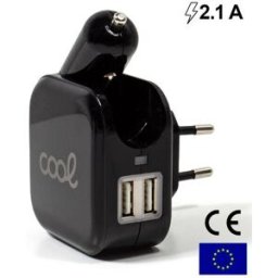 COOL Carregador Universal 2 x USB + Carregador Auto (2,1 A)