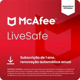 McAfee LiveSafe (Windows, macOS, Android, iOS, ChromeOS) - Dispositivos Ilimitados - Subscrição de 1 ano (Cartão de Chave de Produto ou Transferência Digital)