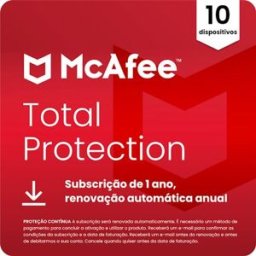 McAfee Total Protection (Windows, macOS, Android, iOS, ChromeOS) - 10 Dispositivos - Subscrição de 1 ano (Cartão de Chave de Produto ou Transferência Digital)