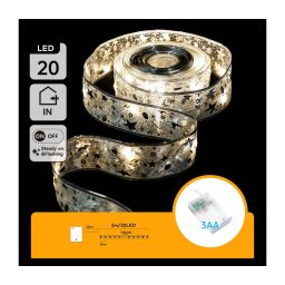 Aigostar - Cordão de LED 20xLED/3xAA 2m branco quente prateado