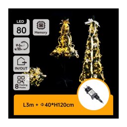 Aigostar - Árvore de Natal LED para exterior 80xLED/230V 1,2m IP44 branco/dourado, branco quente
