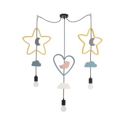 Lustre infantil suspenso por cabo TRIO 3xE27/20W/230V amarelo/azul/cinza