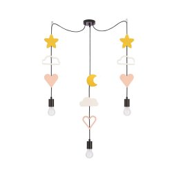 Lustre infantil com cabo TRIO 3xE27/20W/230V amarelo/branco/rosa