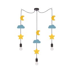 Lustre infantil suspenso por cabo TRIO 3xE27/20W/230V, amarelo/azul