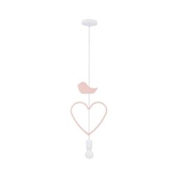 Lustre infantil com cabo HEART 1xE27/20W/230V rosa/branco