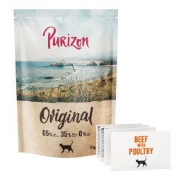 2kg Adult vaca frango sem cereais Purizon Ração para gato