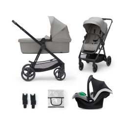 KINDERKRAFT-Carrinho de bebé combinado 3em1 NEWLY Moonlight cinzento + assento de automóvel MINK PRO