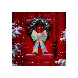 LED RGB Decoração de Natal 11xLED/3xLR44 40x30 cm laço prateado