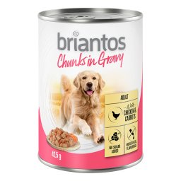 6x415g Frango e cenoura Chunks em molho Briantos comida húmida cães