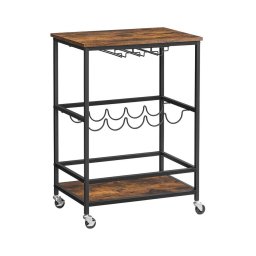 Mesa de servir para garrafas e copos MARGE, castanho/preto