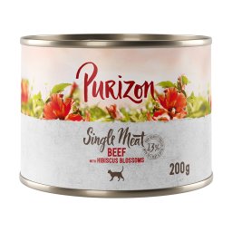 6x200g Single Meat Vaca flores de hibisco Purizon comida para gatos
