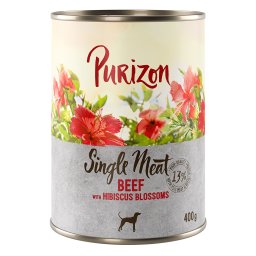 6x400g Single Meat vaca flores de hibisco Purizon comida para cães