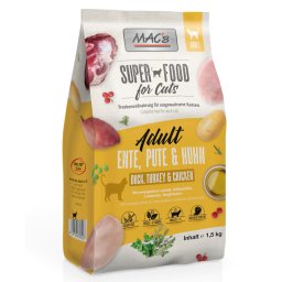 1,5 kg pato, peru e frango Adult Superfood MAC's ração para gatos