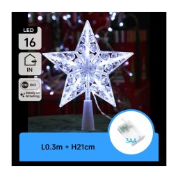 Aigostar - Estrela decorativa de Natal LED 16xLED/3xAA, branco frio
