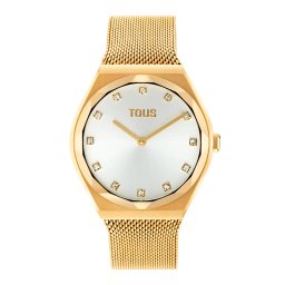 Tous Relógios femininos Relógio analógico com pulseira redonda de aço dourado com detalhes em malha.