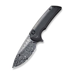 WE Mini Malice Cabo de Titânio Preto Lâmina Damasteel Heimskringla WE054BL-DS1