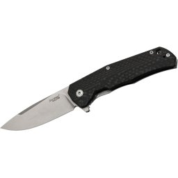 Faca dobrável Lionsteel lâmina M390, cabo de Fibra de Carbono, caixa de madeira KIT IKBS TRE FC