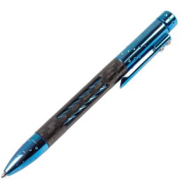 Lionsteel Caneta Twist Titânio BLUE SHINE com Fibra de Carbono. Refil Fisher Space NY FC BLS
