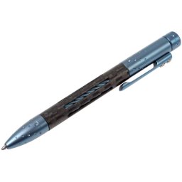 Lionsteel Caneta Twist Titânio AZUL FOSCO com Fibra de Carbono. Refil Fisher Space NY FC BLM