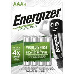E300626604 Energizer Pilhas Recarregáveis - Power Plus AAA 700 FSB4 pré-carregadas