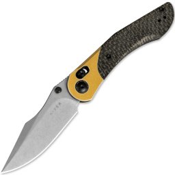 Kizer Clutch Lock Mini Mystic Paul Munko Nitro-V Alumínio+Burlap Micarta V3636A2