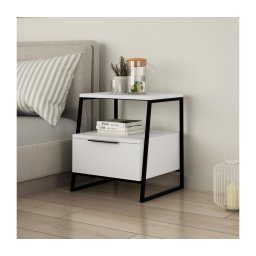 Mesa de cabeceira PAL 50x45 cm branco/preto