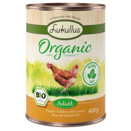 24x400g frango com cenoura (sem glúten) Organic Lukullus latas cães