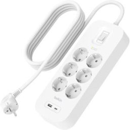 Belkin Tomada 6 Tomadas + USB-C + USB-A - Branco