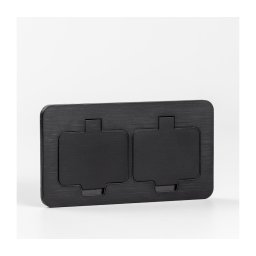 Brilagi - Tomada dupla embutida no pavimento para exterior IP55 preta retangular