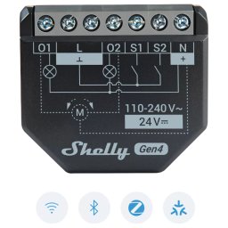 Shelly 2PM Gen4 Módulo interruptor duplo para automação Wifi c/ controle de estores elétricos e medição de energia